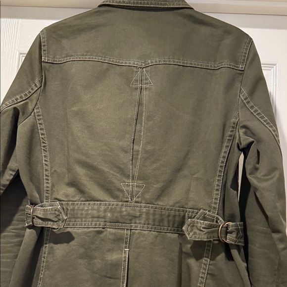 Women Utility Field Safari Cotton Olive Cinched Waist military Jacket Med - Picture 6 of 16